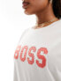 BOSS bold logo t-shirt in off white Schneeweiß, L - фото #3