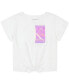 ფოტო #1 პროდუქტის Big Girls Split Monogram Sequin Logo Tie-Front T-Shirt