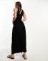 Фото #6 товара ASOS DESIGN Tall crinkle v neck maxi smock dress with shirred waist in black