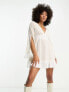 Фото #1 товара River Island embroidered bell sleeve mini dress in white