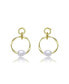 ფოტო #1 პროდუქტის Elegant Sterling Silver 14K Gold Plating and Genuine Freshwater Pearl Round Dangling Earrings