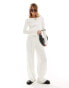 Vero Moda textured jersey wide leg trouser co-ord in white