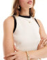 Фото #4 товара Mango piped sleeveless knitted top in off white