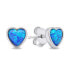 Delicate silver earrings Hearts with synthetic opals EA610WB