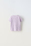 Neon open knit floral t-shirt