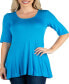 Фото #1 товара Elbow Sleeve Swing Tunic Top For Women