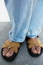 Split suede sandals with straps