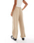 Фото #3 товара Miss Selfridge Petite soft touch pull on wide leg trouser in stone