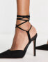 ASOS DESIGN Prize tie leg high heeled shoes in black