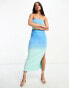 The Frolic ombre knitted bandeau top co-ord in blue