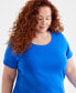 ფოტო #8 პროდუქტის Women's Cotton Short-Sleeve Scoop-Neck Top, XS-4X, Created for Macy's