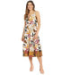 ფოტო #1 პროდუქტის Petite Split Square-Neck Printed Midi Dress