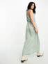 Only ruched out maxi dress in green spot