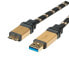 ROLINE GOLD USB 3.0 Cable - Type A M -Micro B M 0.8 m - 0.8 m - USB A - Micro-USB B - USB 3.2 Gen 1 (3.1 Gen 1) - Male/Male - Black - Gold