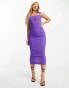 Vesper square neck midi dress with underboob cut out in purple