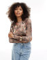 Фото #1 товара ASOS DESIGN long sleeve mesh baby tee in floral and leopard print