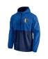 Фото #2 товара Men's Blue, Navy Dallas Mavericks Anorak Block Party Windbreaker Half-Zip Hoodie Jacket