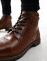 Red Tape casual lace up boots in dark brown leather