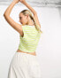 JJXX cropped top t-shirt in lime and white stripe