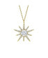 Sterling Silver 14k Gold Plated with Cubic Zirconia 10-Point Starburst Pendant Necklace