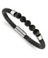 Фото #1 товара Браслет Chisel Lava Stone & Steel Beads Ellipse