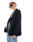 Фото #2 товара Miss Selfridge oversized single breasted blazer in black