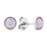 Silver stud earrings with pink synthetic opals EA579WP