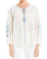 Max Studio Embroidered Long Bubble Sleeve Top Women's
