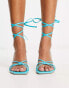 & Other Stories leather minimal strappy low heels in bright blue