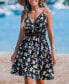 Women's Floral Sleeveless Cutout Waist Mini Beach Dress