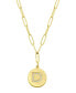 ფოტო #1 პროდუქტის Tarnish Resistant 14K Gold Plated Pave Crystal Initial Disc Paperclip Necklace