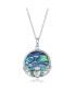 Sterling Silver Abalone Round Claddagh Pendant Necklace