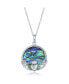 ფოტო #1 პროდუქტის Sterling Silver Abalone Round Claddagh Pendant Necklace