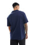 ASOS DESIGN relaxed rib revere polo in navy