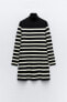 Striped knit mock turtleneck dress