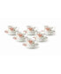 Фото #1 товара Floral Design 12 Piece 2oz Espresso Cup and Saucer Set, Service for 6