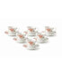 Floral Design 12 Piece 2oz Espresso Cup and Saucer Set, Service for 6