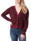 ფოტო #1 პროდუქტის Women's Buffalo Plaid Jacquard Button-Front Cardigan Sweater