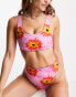 COLLUSION flower print reversible bikini crop top in multi