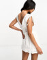 Фото #6 товара River Island broderie detail plunge playsuit in white