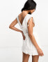 Фото #3 товара River Island broderie detail plunge playsuit in white