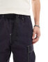 ASOS DESIGN cargo short with belt detail in navy Черный, M - W34 - фото #4