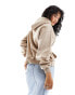 Pull&Bear New York graphic oversized hoodie in beige