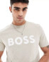 BOSS Orange Thinking logo t-shirt in light beige