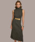 Donna Karan Women's Belted Mock-Neck Midi Dress