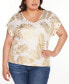 ფოტო #1 პროდუქტის Plus Size Foil Print Grommet Trim Top