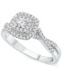 ფოტო #5 პროდუქტის Diamond Cushion Halo Twist Bridal Set (5/8 ct. t.w.) in 14k White Gold