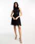 Фото #4 товара Maya high neck mini dress with delicate sequin black