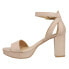 CL by Laundry Go On Block Heels Womens Beige Dress Sandals GASP-NDE