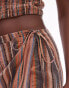 Topshop textured wrap beach skirt in brown stripe